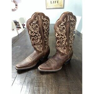 Twisted X 7B Brown Embroidered  Western R Toe Boots Leather Fancy Cowgirl